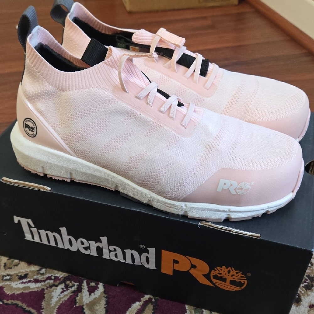 Timberland PRO Light Pink Radius Knit Slip-on Composite Safety Toe Womens 8.5